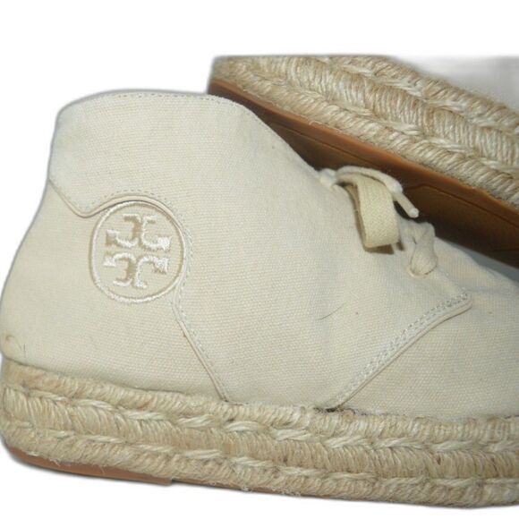 Tory Burch Rios Lace Up Cream Espadrille Booties boots Size 8 - Picture 11 of 13